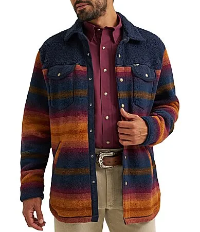 Long Sleeve Fleece Snap Shirt Jacket by Wrangler