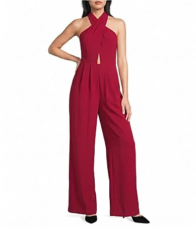 Aiyana Woven Halter Neck Sleeveless Full Length Jumpsuit