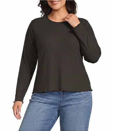 Long Sleeve Crew Neck Ribbed Top by Westbound