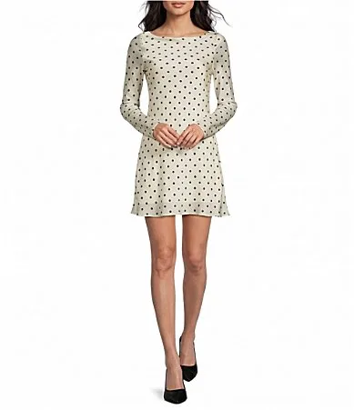 Allie Printed Long Sleeve Satin Mini Dress by GB
