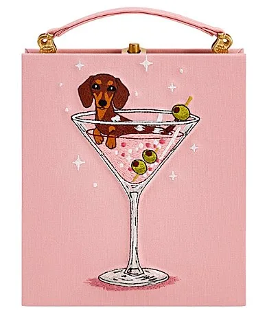 Taya Wine Glass Puppy Pattern Book Shape Clutch Bag by Jw Pei
