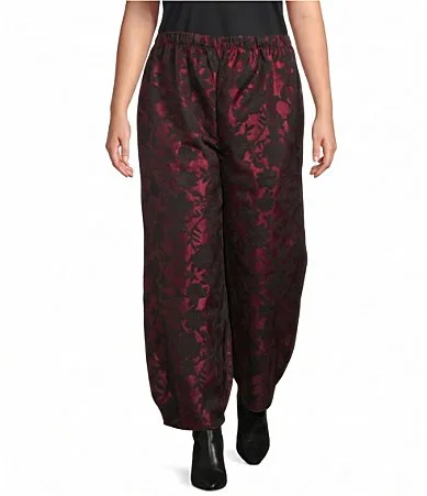 Medina Wool-Blend Floral Wide Leg Pull-On Lantern Pants by Bryn Walker