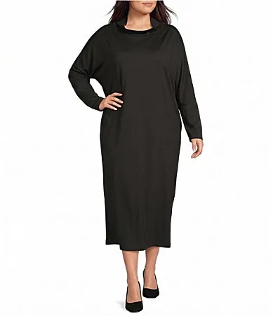 Ilse Modal Ponti Mock Neck Long Dolman Sleeve Midi Dress by Bryn Walker