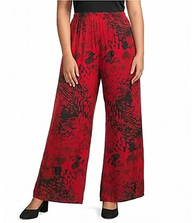 Osca Satin Woven Encanto Print Wide Leg Pull-On Coordinating Pants