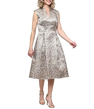 Midi A-Line Jacquard Dress by Alex Evenings