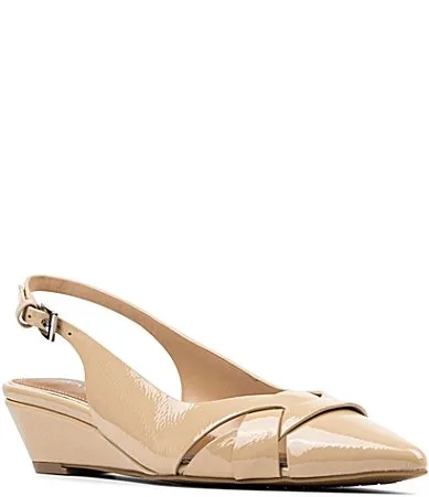 Barbee Patent Leather Wedge Slingback Pumps by Donald Pliner