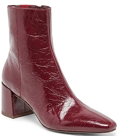 Bayra Crinkle Patent Leather Block Heel Booties by Dolce Vita