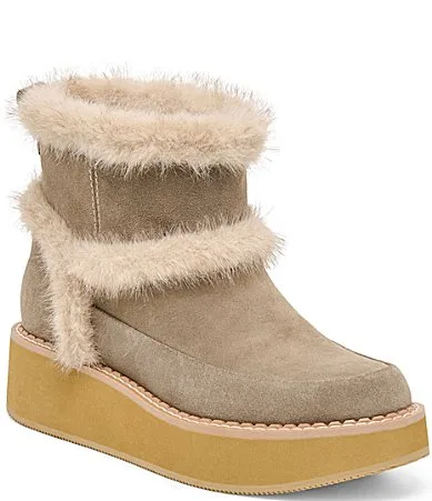 Pixie Plush H2O Waterproof Suede Faux Fur Platform Booties by Dolce Vita