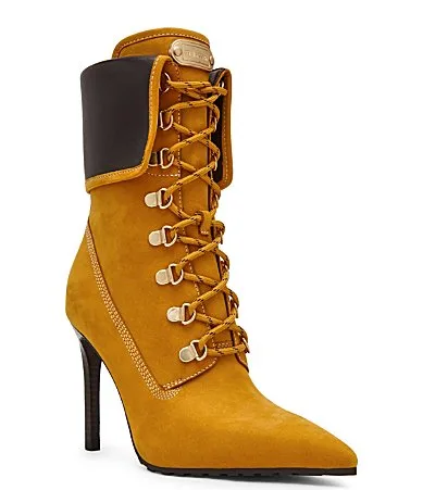 Morals Nubuck Lace Up Stiletto Ankle Booties by Steve Madden