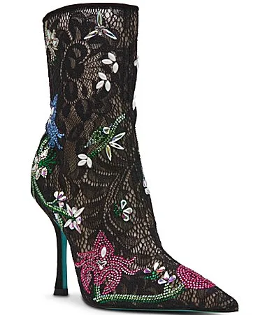 Blue by Betsey Johnson Zac Floral Mesh Booties