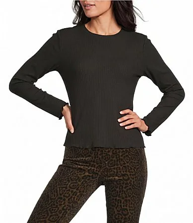 Long Sleeve Crew Neck Ribbed Top by Westbound