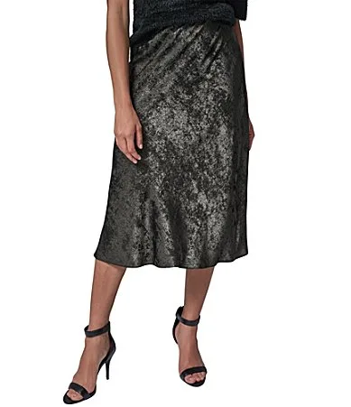 Soft Foil Midi Length A-Line Skirt by Donna Karan
