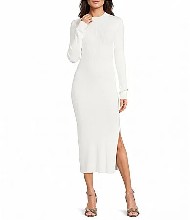 Hanna Mock Neck Long Sleeve Midi Sweater Dress by GB