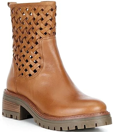 Bailah Leather Woven Shaft Booties by Gentle Souls