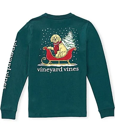 Doodle Sleigh Graphic Long Sleeve Pocket T-Shirt by Vineyard Vines