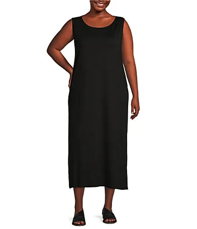 Piers Stretch Modal Ponte Scoop Neck Sleeveless Midi Shift Dress by Bryn Walker