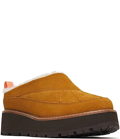 Cozy Suede Faux Fur Lined Platform Clogs