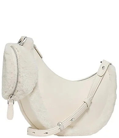 Duo Crinkle Patent and Faux Fur Crossbody Bag
