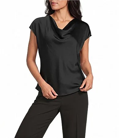 Day Gloss Drape Neck Cap Sleeve Tee Top by NIC + ZOE
