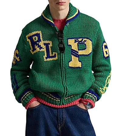 Varsity Inspired Wool Full Zip Sweater by Polo Ralph Lauren