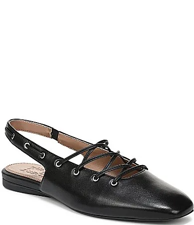 Cove Ghillie Leather Lace Up Square Toe Slingback Ballet Flats