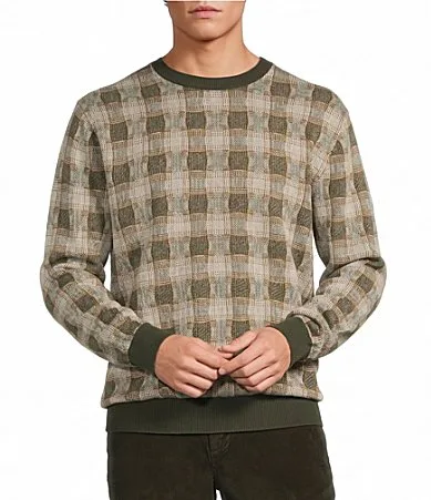 Checked Crew Neck Sweater by Roundtree & Yorke