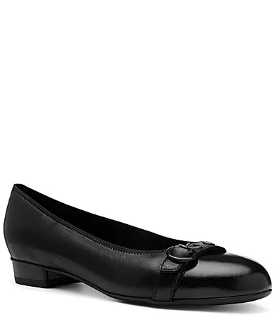 Broadway Leather Decorative Buckle Cap Toe Pumps by Ara