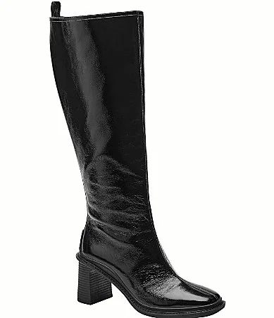 Extended Calf Sculpted C Block Heel Leather Boots