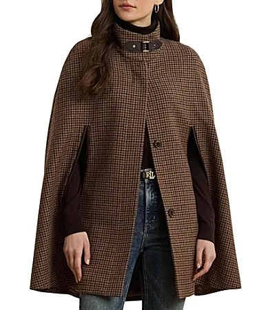 Novelty Wool Stand Collar Cape Walker Coat by Ralph Lauren