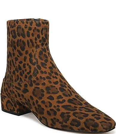 Sarto by Franco Sarto Flexa Lotte Leopard Print Suede Square Toe Booties by Franco Sarto