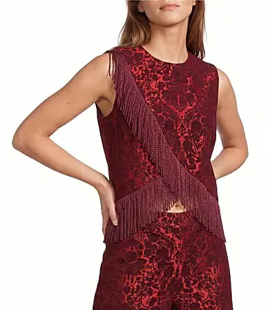 Esmae Velvet Jacquard Fringe Coordinating Blouse by Antonio Melani