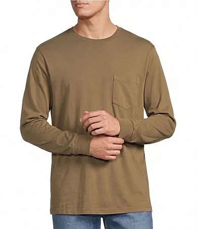Solid Long Sleeve Pocket T-Shirt by Cremieux