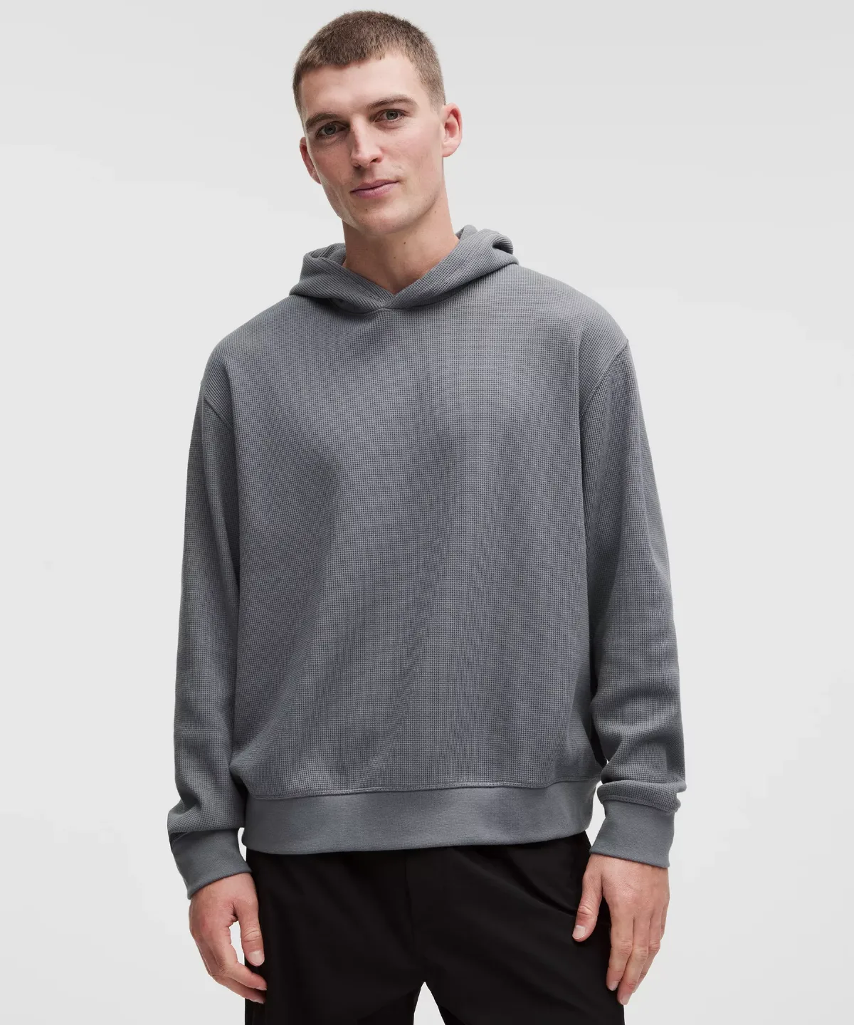 Cotton-Blend Relaxed-Fit Waffle Knit Hoodie