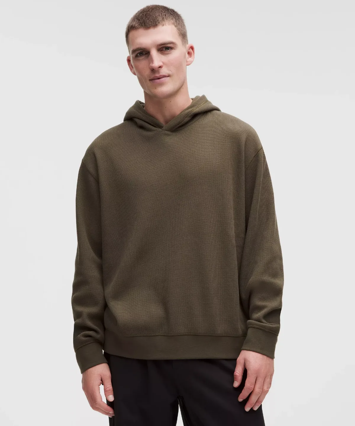 Cotton-Blend Relaxed-Fit Waffle Knit Hoodie