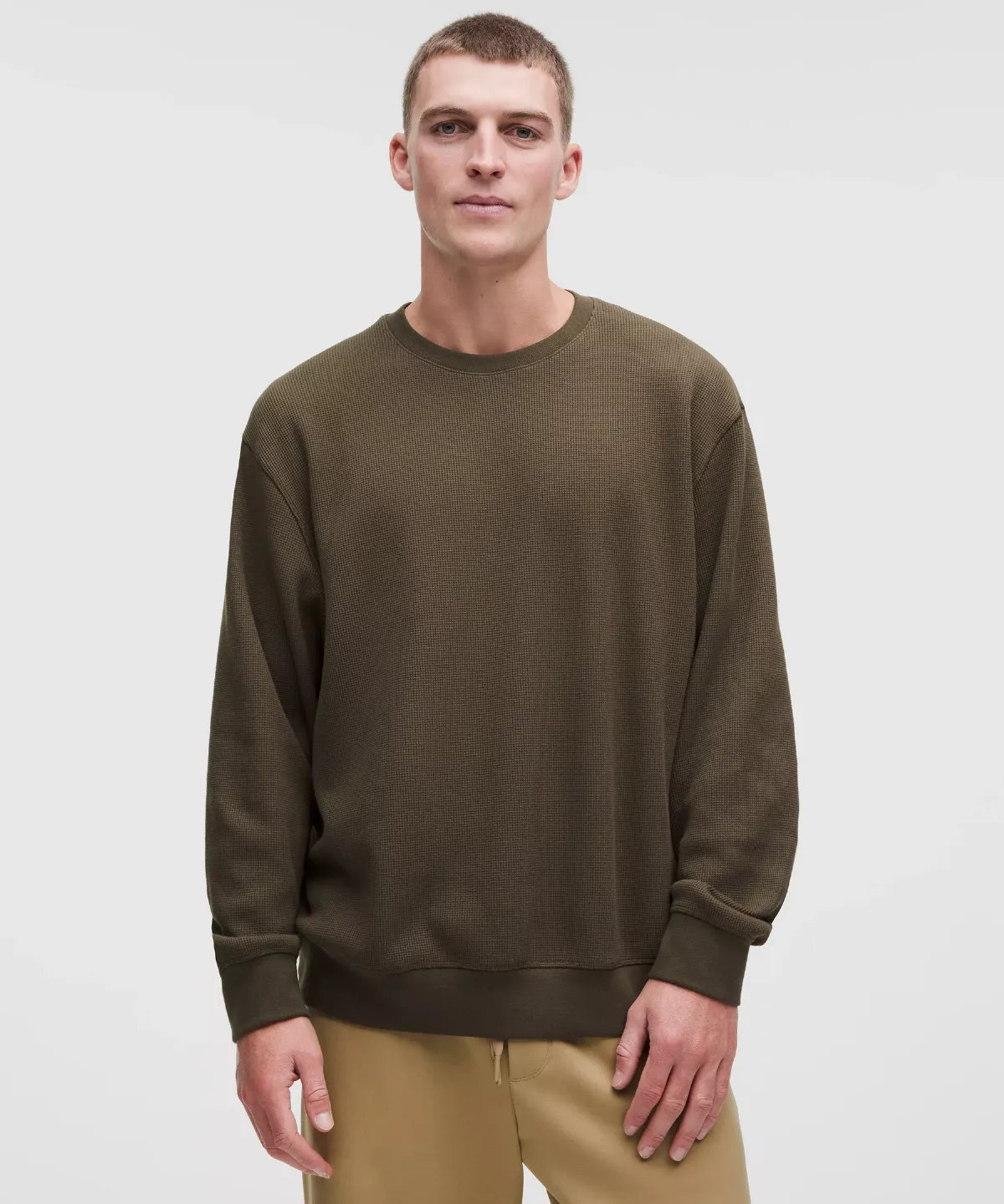 Cotton-Blend Waffle-Knit Long Sleeve