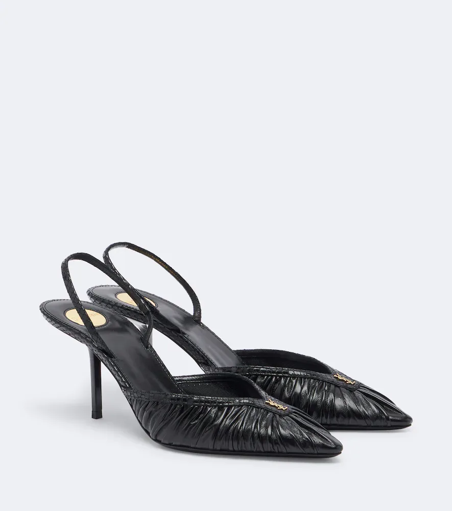 Folie Cassandre Leather Slingback Pumps by Saint Laurent