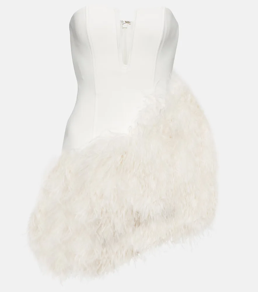 Bridal Feather-Trimmed Cady Minidress by David Koma