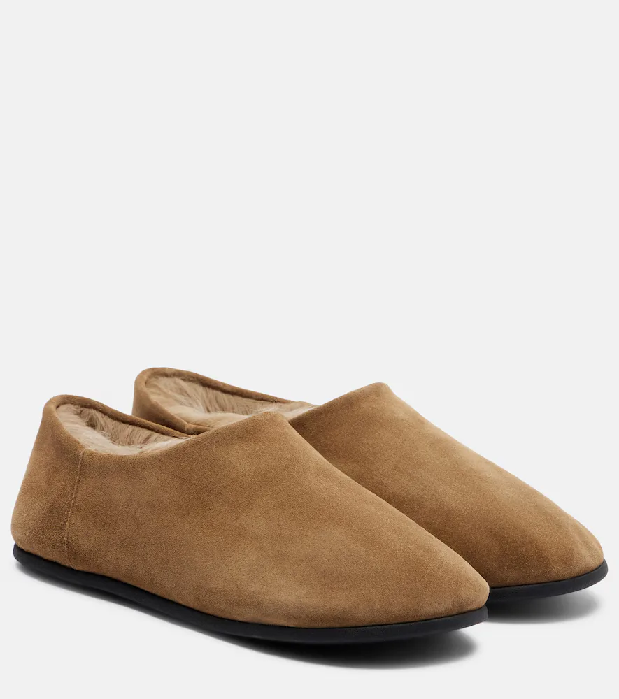 Big Bootie Shearling-Trimmed Suede Slip-On Shoes by Christen