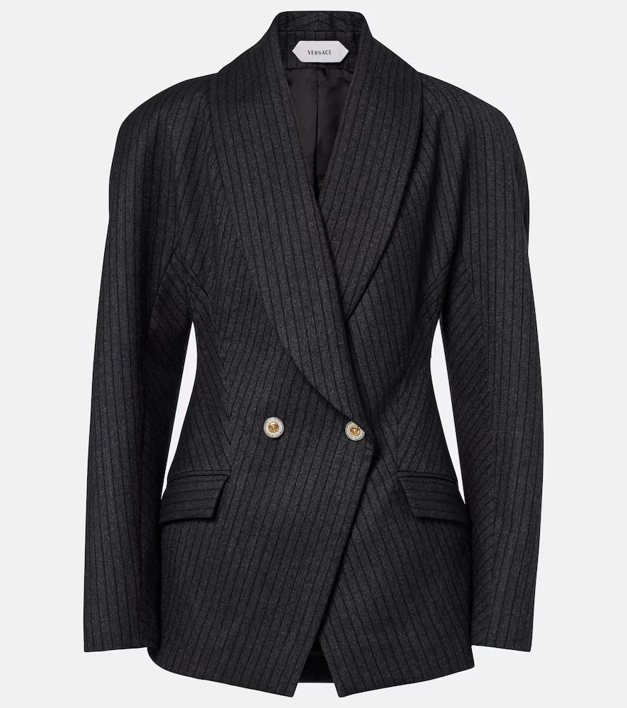 Double-Breasted Virgin Wool Twill Blazer by Versace