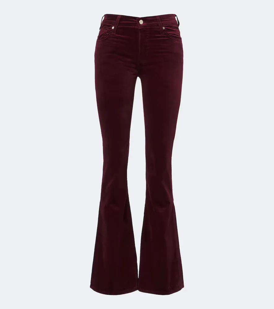 Leggy Cotton-Blend Velvet Flared Pants by 7 for All Mankind
