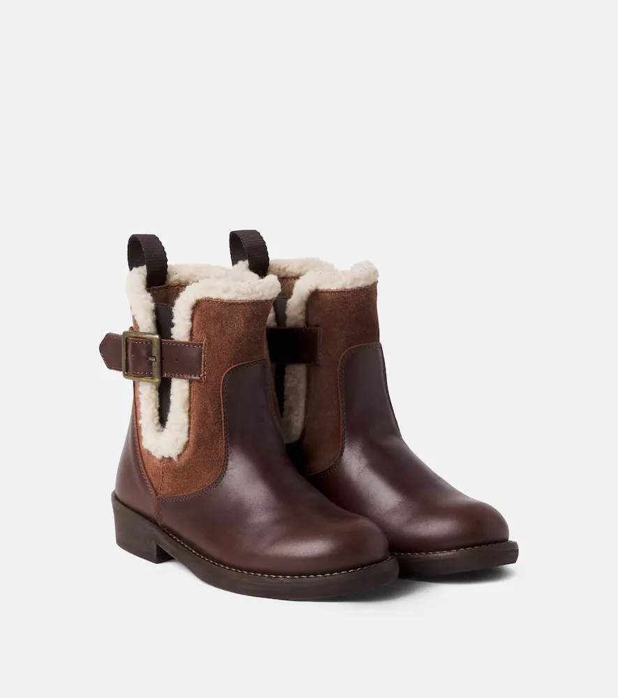 PP Shearling-Trimmed Ankle Boots by Pepe
