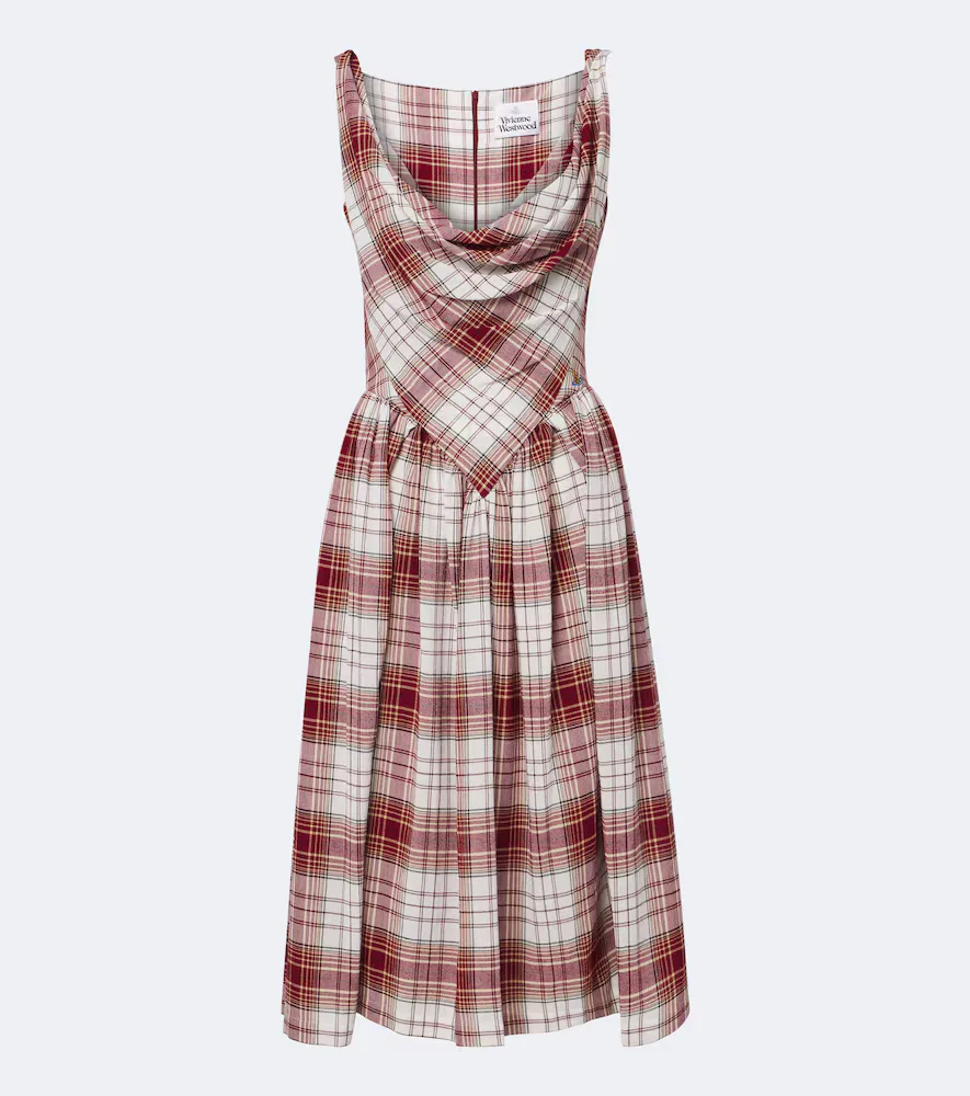 Sunday Draped Tartan Crepe Midi Dress by Vivienne Westwood