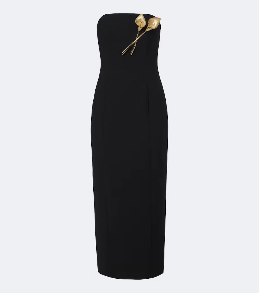 Embellished Wool-Blend Bustier Dress by Carolina Herrera