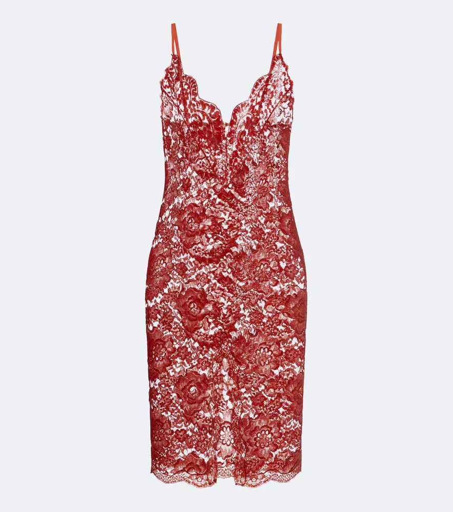 Cotton-Blend Lace Slip Dress by Saint Laurent