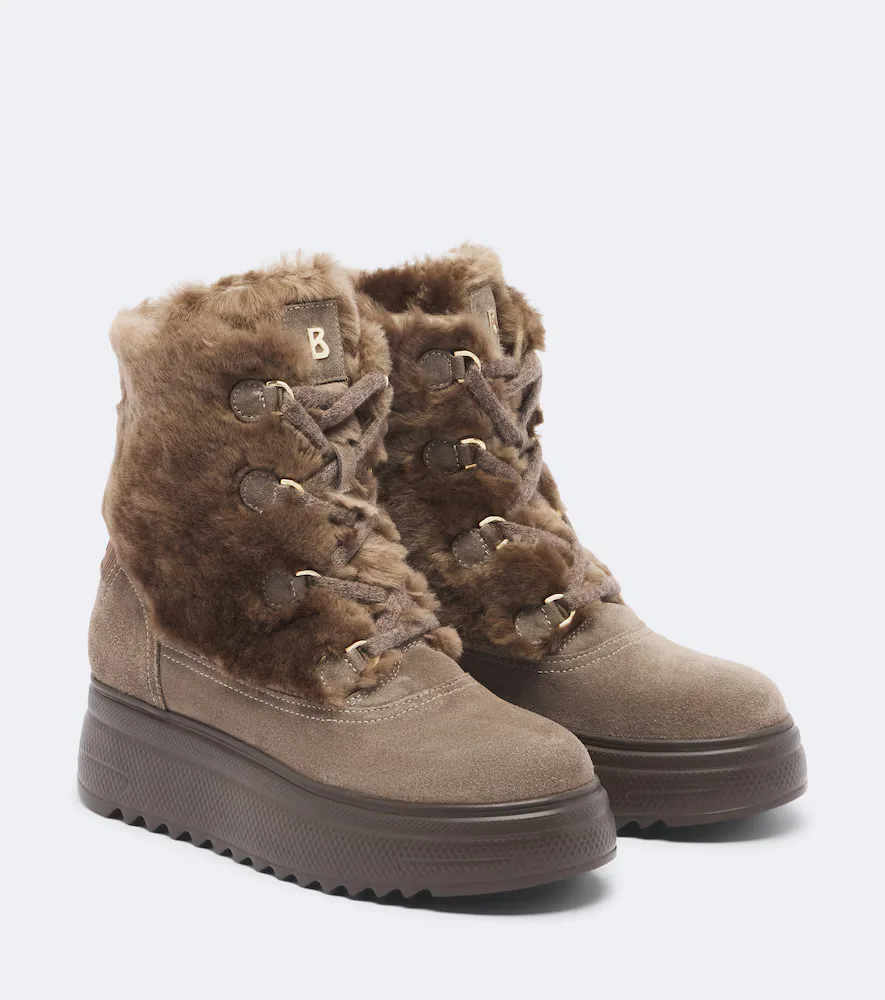 Stockholm Suede and Shearling Lace-Up Boots by Bogner