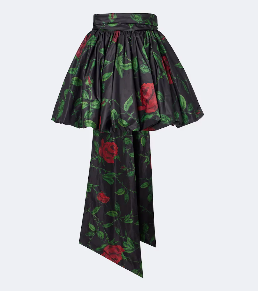 Bow-Detail Floral Taffeta Miniskirt by Blumarine
