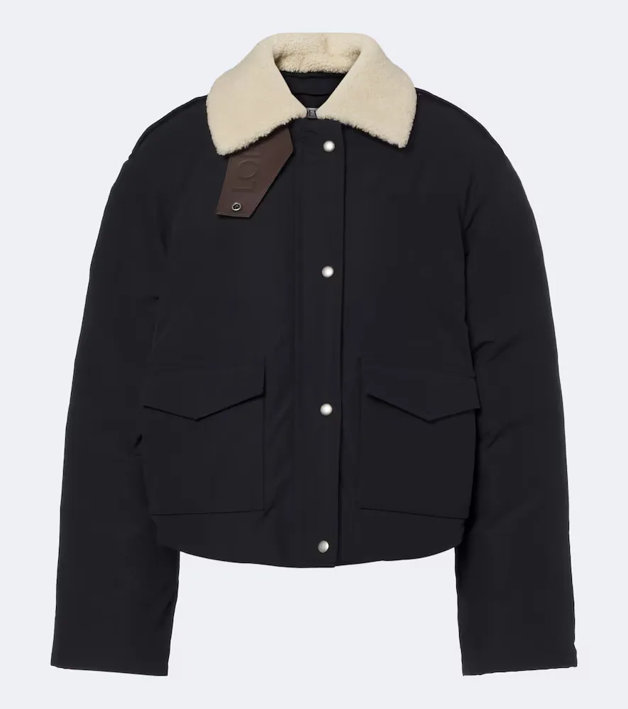 Padded Shearling-Trimmed Cotton-Blend Jacket by LOEWE