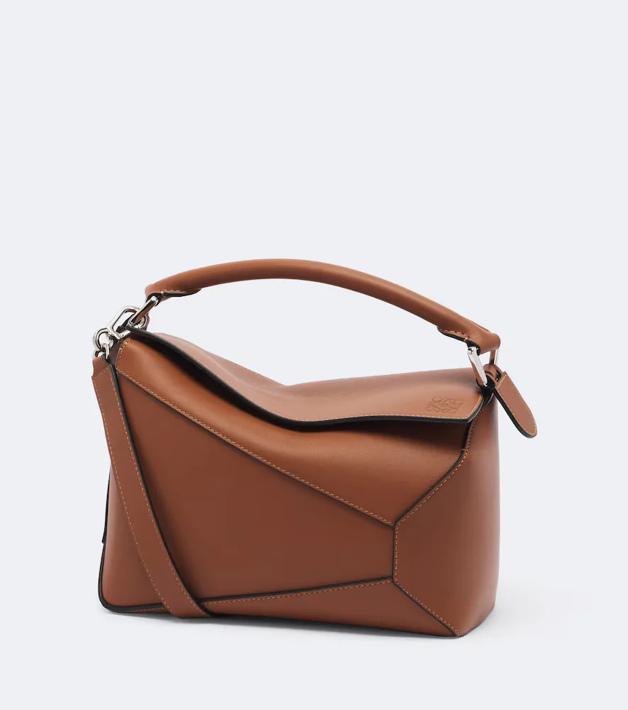 Puzzle Edge Small Leather Top-Handle Bag