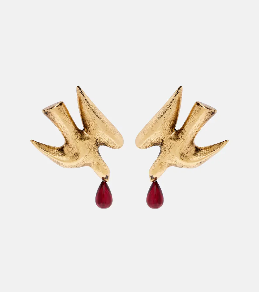 Dove Embellished Drop Earrings by Saint Laurent