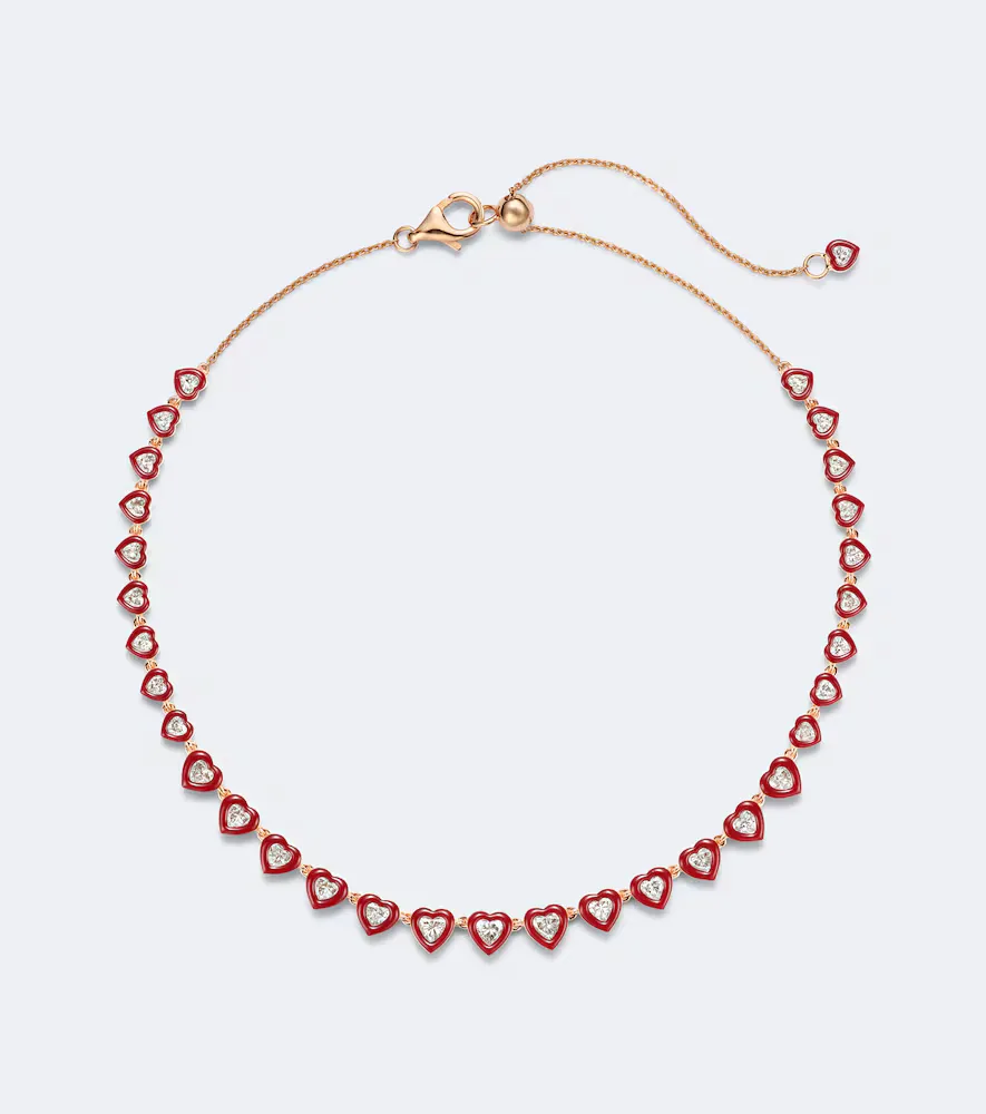 Candy Crush 18kt Rose Gold and Enamel Necklace with Diamonds by Kamyen